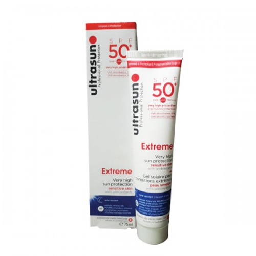 Gel solaire protection UVA et UVB (SPF 50+) à absorption rapide, non gras et non collant, contenant de la SOD (anti-radicaux libres), de la vitamine E et de la provitamine B5. Idéal dans les conditions d’ensoleillement extrêmes et pour les peaux extrêmement sensibles. 0% Filtres chimiques et minérals .