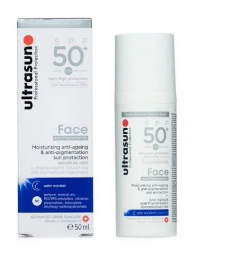 Formulation avancée combinant une protection à large spectre, un indice de protection 50+, de puissants antioxydants et de remarquables composants anti-pigmentation. Rétablit un niveau d’hydratation optimal, réduit l’apparition des rides et des taches de pigmentation. Texture à absorption ultra-rapide, légère et non grasse. Idéal pour les peaux très sensibles (protection solaire et soin quotidien du visage, du décolleté et des mains). Filtre: chimique et minéral (nano) contient des antioxidants sans parfum sans huiles minérales sans émulsifiants sans conservateurs résistant à l'eau &nbsp;