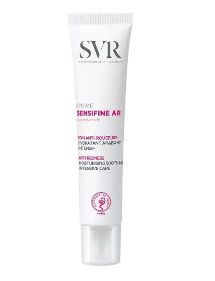 SVR Sensifine AR Crème Soin Intensif Hydratant Apaisant Anti-Rougeurs 40ml apaise immédiatement les rougeurs permanentes ou passagères et les petits vaisseaux apparents. Hautement concentrée en extrait de réglisse et en Endothelyol, elle apaise, décongestionne et abaisse la température de la peau. Ce soin gel-crème procure une fraîcheur apaisante immédiate. Sa haute tolérance est adaptée à toutes les peaux, même les plus sensibles.