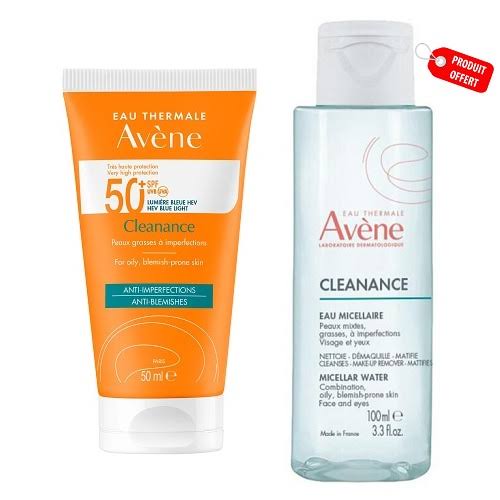 Le coffret Avène Cleanance SPF50+ Ultra Léger Anti-Imperfection 50ml avec Cleanance Gel 100ml offert est spécialement conçu pour les peaux grasses à imperfections. La crème solaire offre une très haute protection SPF50+ avec une texture ultra légère qui matifie la peau et aide à réduire l’apparition des boutons. Le gel nettoyant purifie en douceur, élimine l’excès de sébum et prévient les imperfections tout en respectant la sensibilité de la peau. Ce duo assure une protection solaire efficace et un nettoyage optimal pour une peau nette, protégée et équilibrée au quotidien