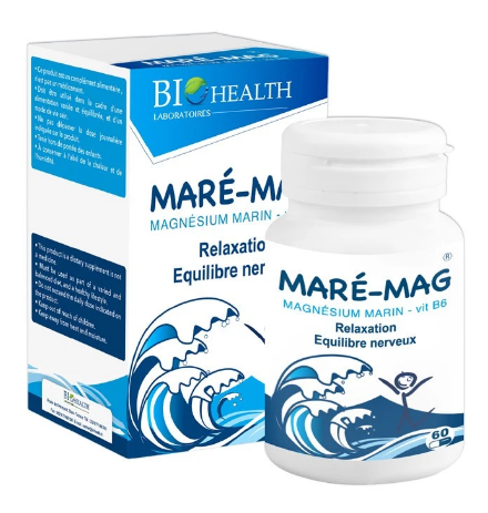 Complément alimentaire à base de magnésium Marin. Riche en vitamine B6 pour améliorer l’absorption et la biodisponibilité du magnésium.