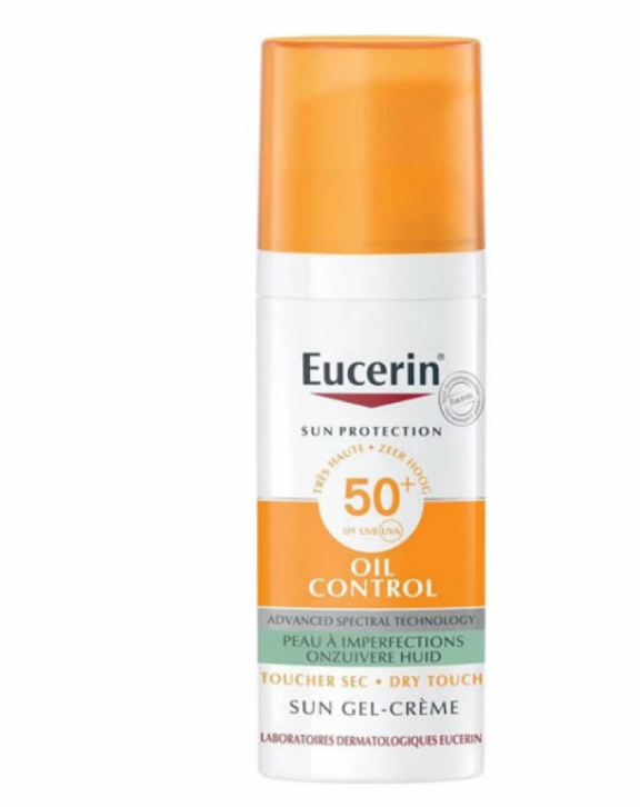 Protection solaire pour les visages à la peau grasse ou à tendance acnéique Eucerin gel creme spf 50 protège des dommages cutanés causés par le soleil. Fini mat et sec longue tenue grâce à une action anti-brillance durable. Eucerin  OIL CONTROL est un produit solaire d'usage quotidien qui présente un très haut facteur de protection solaire,et qui est spécifiquement formulé pour les visages à peau grasse ou à tendance acnéique. creme solaire eucerin oil control allie une photoprotection avancée contre les dommages cutanés causés par le soleil à une solution active qui améliore l'état de la peau.