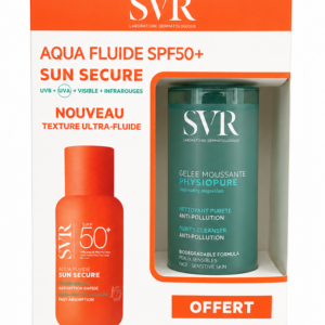 La protection solaire qui sait se faire oublier et qui donne envie d’en appliquer toute l’année ! Grâce à sa texture Ultra-Fluide, SUN SECURE Aqua Fluide SPF50+ est rapidement absorbé pour une sensation peau nue immédiate et un fini invisible sur la peau. Résistant à la transpiration et aux frottements, il est adapté à un usage quotidien. Il est délicatement parfumé et vous accompagne partout grâce à son format pratique.