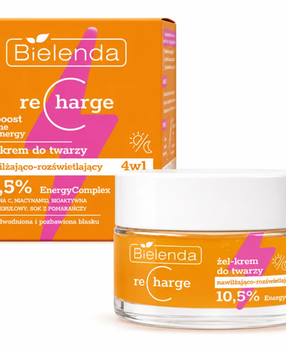 Le gel-crème visage Bielenda Recharge 4-en-1 est un soin multifonction conçu pour hydrater, illuminer et revitaliser la peau tout en lui redonnant énergie et éclat. Sa texture légère associant la fraîcheur d’un gel et le confort d’une crème laisse la peau douce, lisse et lumineuse. Adapté à tous les types de peau, ce soin offre une action complète : hydratation, éclat, revitalisation et énergie pour une peau visiblement plus fraîche et éclatante au quotidien.