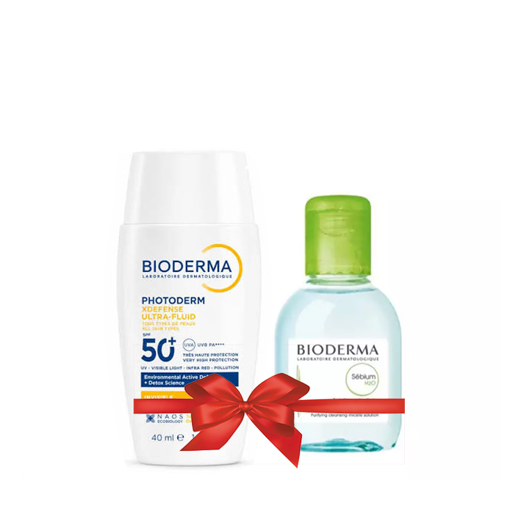 Bioderma Photoderm XDefense Ultra-Fluid SPF50+ 40ml + Bioderma Sebium h2O Solution Micellaire 100ml offert