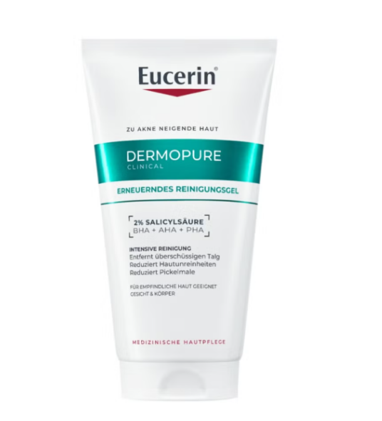  EUCERIN DERMOPURE CLINICAL GEL NETTOYANT CORRECTEUR est un gel Nettoyant Intensif est testé et recommandé par les dermatologues¹ et cliniquement prouvé pour corriger les imperfections et réduire les marques post-acné dès le jour 1. Il est hautement concentré avec 2% d'Acide Salicylique (BHA), de l'Acide Glycolique (AHA) et du Gluconolactone (PHA). Ce gel nettoyant intensif est cliniquement prouvé pour : RÉGULER L'EXCÈS DE SÉBUM RÉDUIRE LES IMPERFECTIONS RÉDUIRE LES MARQUES POST-ACNÉ N’ASSÈCHE PAS LA PEAU NON COMÉDOGÈNE SANS CORPS GRAS CONVIENT AUX PEAUX SENSIBLES TESTÉ SUR LES PEAUX À TENDANCE ACNÉIQUE VISAGE ET CORPS