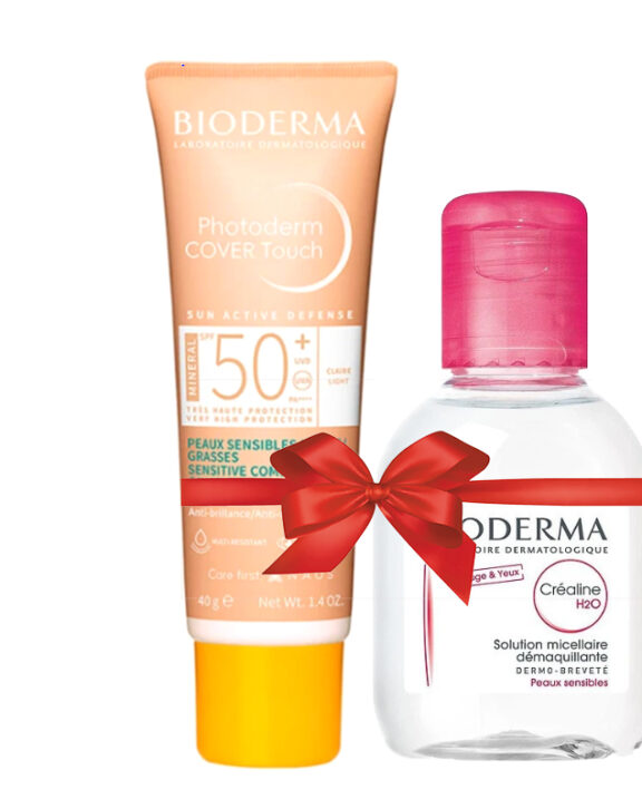 BIODERMA PHOTODERM COVER TOUCH MINERAL TEINTE CLAIRE SPF50+ 40ML+BIODERMA Sensibio H2O Solution micellaire, 100ML offert