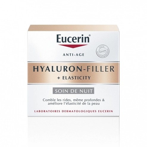 Faites du Soin de Nuit Eucerin HYALURON-FILLER + ELASTICITY votre allié beauté. Les peaux matures nécessitent une attention particulière, et la gamme Eucerin HYALURON-FILLER + ELASTICITY s'adapte parfaitement pour offrir des soins anti-âge efficaces. Grâce à une combinaison d'ingrédients éprouvés, cette gamme agit en profondeur pour redonner fermeté et éclat à votre peau mature.