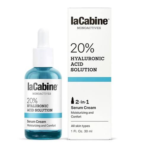 LaCabine 20% Hyaluron Acid Solution Sérum-Crème est un soin dermocosmétique innovant qui hydrate intensément la peau tout en offrant un confort immédiat. Sa formule légère combine sérum et crème, adaptée à tous les types de peau, même sensibles, pour une peau douce et visiblement hydratée dès la première application.