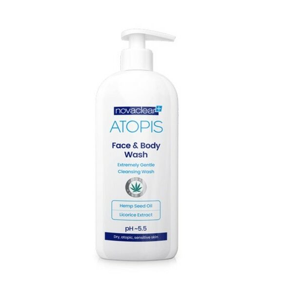 Gel lavant visage et corps Nettoie la peau en douceur sans abîmer sa barrière naturelle Types de peaux : peaux sèches à atopiques et sensibles Enfants - adultes Bébés à partir d'un mois Contenance : 500ml Gel lavant - visage et corps - Novaclear Atopis - 500ml Le gel fluide nettoie la peau en douceur sans abîmer sa barrière naturelle. La formule unique de la préparation, basée sur une combinaison innovante d'huile de chanvre biologique et d'extrait de racine de réglisse, montre une grande efficacité dans le soin des peaux sèches, sensibles et atopiques.