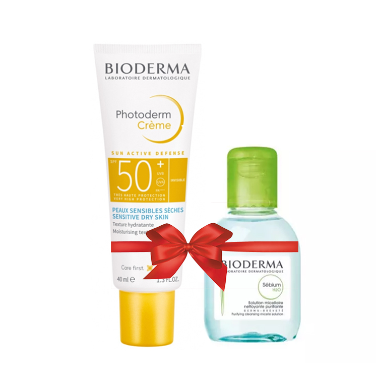 BIODERMA PHOTODERM CREME SPF50+ INVISIBLE 40ML + Bioderma Sebium h2O Solution Micellaire 100ml offert