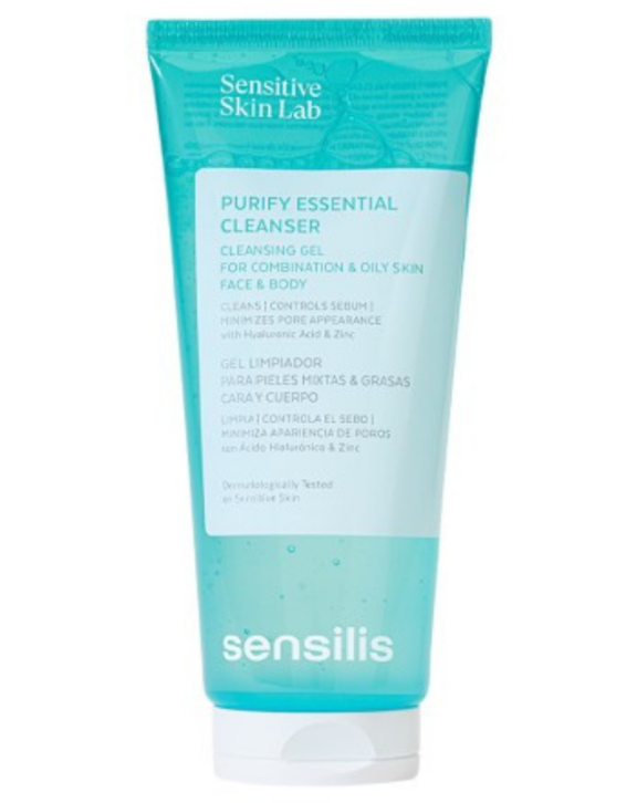 PURIFY ESSENTIAL CLEANSER est un gel nettoyant purifiant qui, grâce au zinc et à l'extrait de graines de lin, élimine les impuretés de la peau, minimise l'apparence des pores et normalise la sécrétion sébacée sans effet rebond, limitant ainsi la prolifération bactérienne. Indiqué pour les peaux mixtes grasses qui souhaitent contrôler le sébum et minimiser l'apparence des pores .