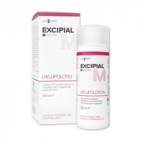 Excipial U10 Lipolotion contient 10% durée. Il est particulièrement recommandé pour le traitement des peaux très sèches et sensibles (xéroses, psoriasis, dermatite atopique). L''urée est reconnue pour ses propriétés émollientes, son lefficacité a été cliniquement prouvée dans le traitement de peaux sèches ou très sèches.
