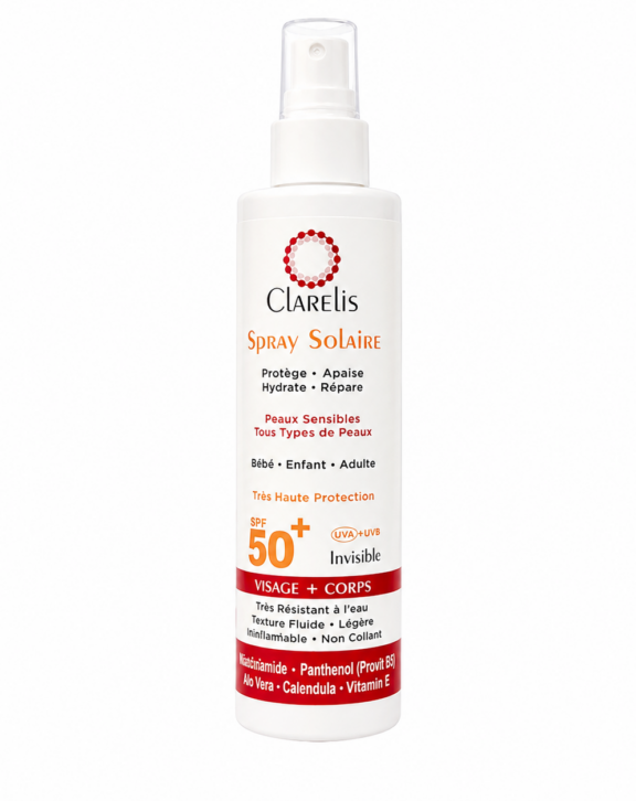 Découvrez le Spray Solaire ClArelis SPF 50+, une protection solaire très haute protection pensée pour toute la famille.