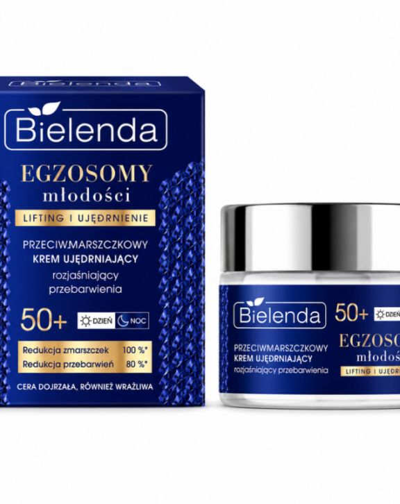 Bielenda Exosomes Crème 50+ aide à raffermir la peau, réduire les rides et atténuer les taches pour un teint plus lisse, lumineux et uniforme.