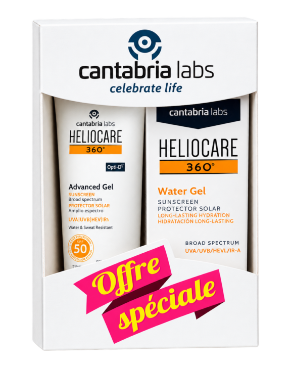 Heliocare 360 Water Gel SPF50+ est un écran solaire à large spectre qui a la capacité d’hydrater la peau tout en la protégeant. Avec des normes élevées de photoprotection, il offre une couverture complète du spectre contre le rayonnement solaire ainsi que contre la lumière visible et infrarouge. Cette formule contient Fernblock®, un extrait breveté qui consiste en une combinaison d’ingrédients. Il contient un extrait botanique, qui aide à renforcer les défenses naturelles de la peau contre l’exposition au soleil, et des antioxydants qui fourniront une protection antioxydante contre les radicaux libres. De plus, la présence de mélanine biomimétique confère une protection contre la lumière visible à haute énergie souvent appelée «lumière bleue» et l’oxothiazolidine protège contre la lumière infrarouge Heliocare 360º Advanced Gel SPF50 est une photoprotection avancée avec une texture gel à absorption rapide, résistante à l'eau et au sable pour toute la famille.
