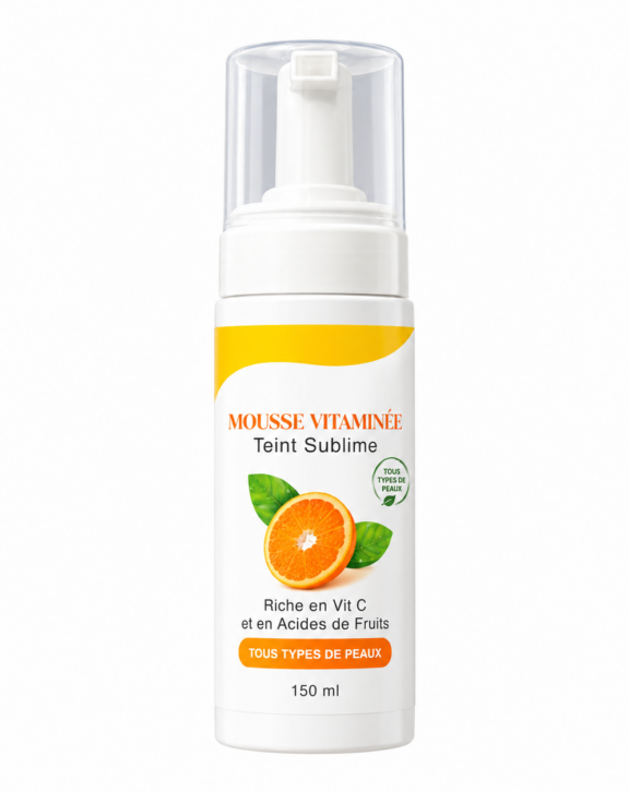 Mousse nettoyante riche en vitamine C un teint lumineux pour tous les  types de peaux. &nbsp;