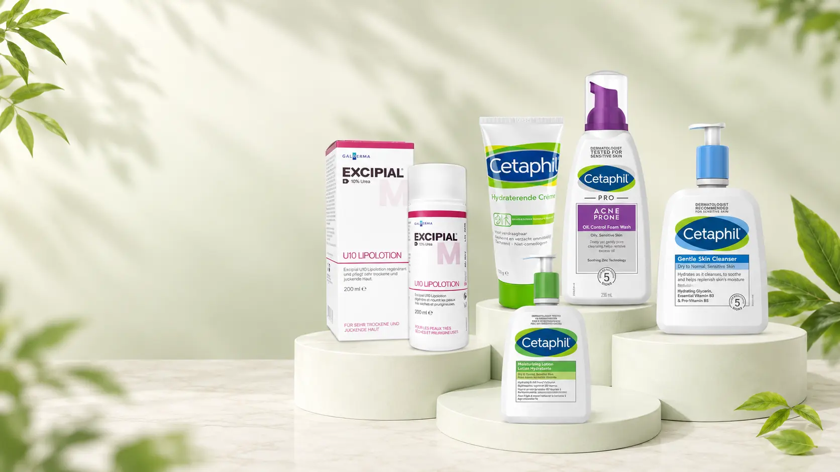 Soins Cetaphil et Excipial pour peaux sèches