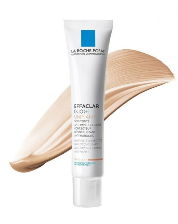 LA ROCHE-POSAY Effaclar duo+ unifiant Soin teinté anti-imperfections Correcteur, désincrustant, anti-marques Testé sur peaux grasses à tendances acnéiques Sans paraben 40ml Cette crème réduit les imperfections sévères dès 24h.  Elle prévient l'apparition des marques et unifie le teint. Ce soin corrige, désincruste et matifie le teint des peaux à imperfections sévères et les marques.  Toute l'efficacité anti-imperfections et anti-marques du soin Effaclar Duo(+) renforcée par un effet unifiant instantané.  Efficacité immédiate, les imperfections et les marques rouges et brunes sont atténuées.  Le teint est naturellement unifié, sans effet masque.  Ce soin teinté convient parfaitement aux peaux grasses à tendance acnéique.