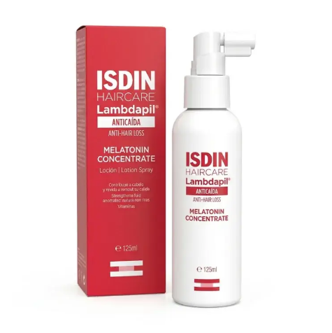 ISDIN Lambdapil Concentré de Mélatonine est un soin capillaire en spray spécialement conçu pour lutter contre la chute excessive des cheveux et renforcer les follicules pileux. Sa formule associe de la mélatonine concentrée à des actifs ciblés pour revitaliser le cuir chevelu et contribuer à maintenir la vitalité des cheveux dès la racine.