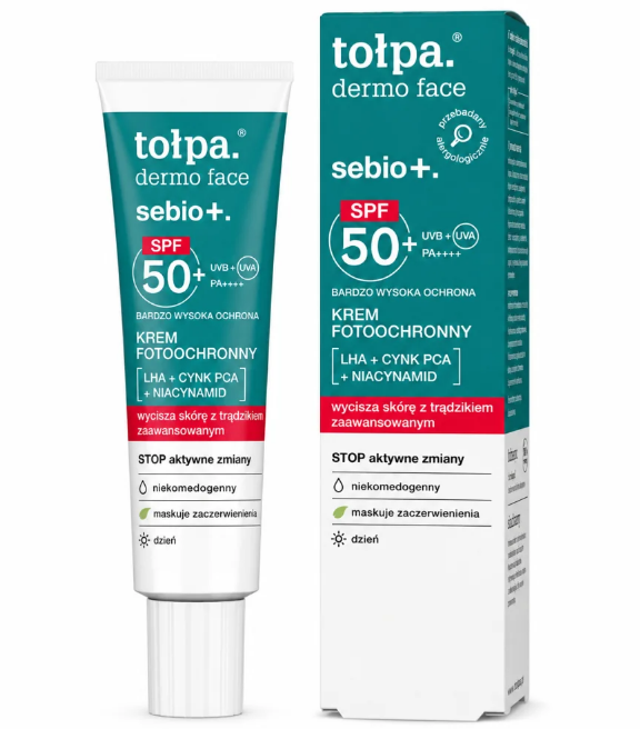 Tolpa Sebio Crème Jour SPF 50+ est un soin quotidien spécialement développé pour les peaux mixtes à grasses sujettes aux imperfections. Cette crème associe une très haute protection solaire SPF 50+ à une action séborégulatrice afin de protéger efficacement la peau contre les rayons UVA et UVB tout en aidant à réduire les imperfections et la brillance. Sa formule légère hydrate la peau sans effet gras et contribue à limiter l’excès de sébum responsable de l’apparition des boutons et des points noirs. Grâce à son fini mat longue durée, elle aide à conserver un teint frais et uniforme tout au long de la journée. En protégeant la peau du soleil, Tolpa Sebio Crème Jour aide également à prévenir l’apparition des marques pigmentaires post-imperfections souvent aggravées par l’exposition solaire. Sa texture confortable pénètre rapidement et constitue une excellente base de maquillage.